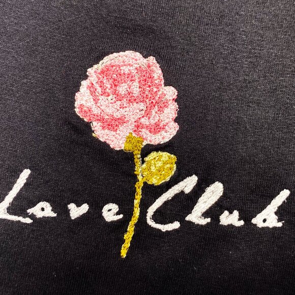 Embroidered Love Club Tote Bag - Black - Picture 2 of 2